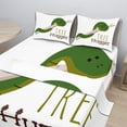 thumbnail image 2 of Ambesonne Funny Fitted & Top Sheet Set with Shams, Cartoon Snake Mascot Love, Green Navy Ecru, 2 of 8