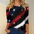 thumbnail image 2 of Women's 250th Anniversary Usa Shirt Independence Day Patriotic Star Print Crew Neck 3/4 Sleeve July 4th Top, 2 of 4
