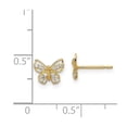 thumbnail image 2 of 14k Solid Yellow Gold Butterfly Angel Wings Cubic Zirconia Stud Earrings 6.3mm long Stud Earring for Women, 2 of 2