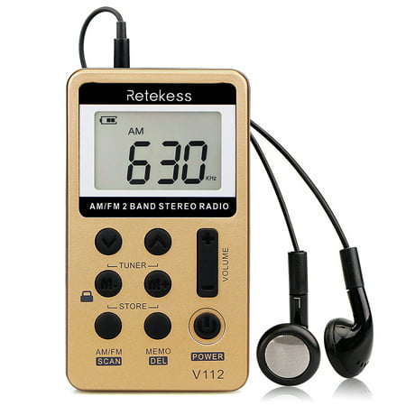 Retekess V-112 Portable AM/ FM Stereo Radio Pocket 2 Band Digital Tuning Radio Mini Receiver Outdoor