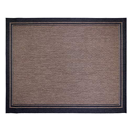 Gertmenian 21515 Coastal Tropical Carpet Outdoor Patio Rug, Border Black Dark