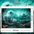 thumbnail image 6 of Mocsicka Halloween Photography Backdrop Full Moon Scary Night Party Background Spooky Halloween Party Decorations, Green, 6 of 8