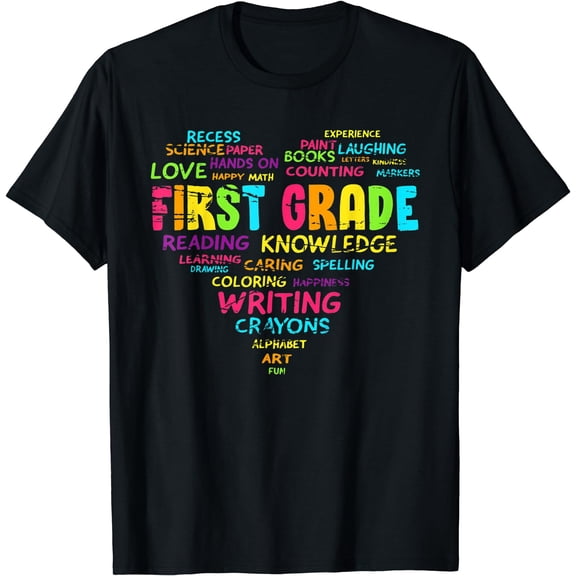 First Grade Team Teacher Student 1st grade heart T-Shirt Black 2X-Large