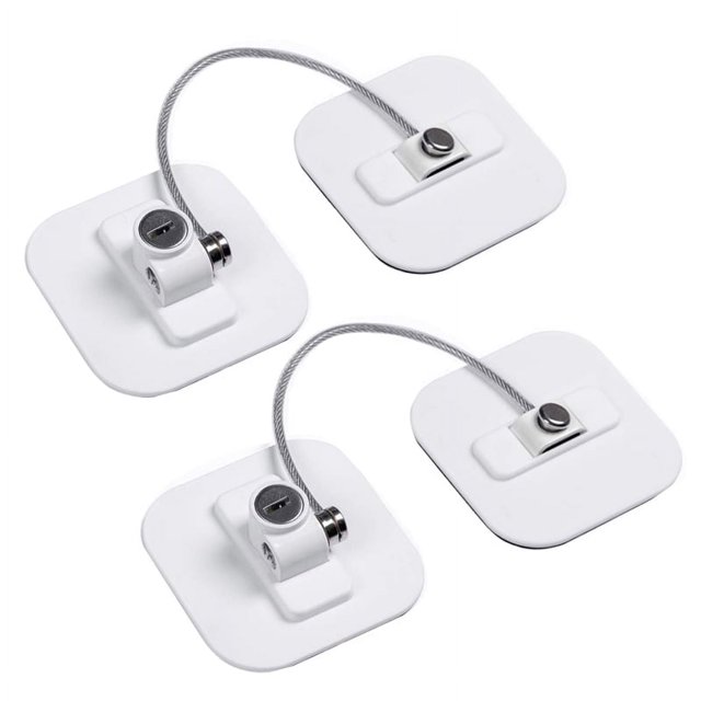 Cerradura para refrigerador, cerraduras para refrigerador, cerradura para congelador con llave para niños, cerraduras para bloquear refrigeradores y gabinetes, paquete de 2