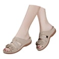 thumbnail image 2 of HNMKIU Women Sandals Comfortable Women's Slides with Floral Hollow Out Design for Daily Leisure Thick Sole Open Toe Footwear for Casual Outfits Summer Shoes Beige,5.5, 2 of 7