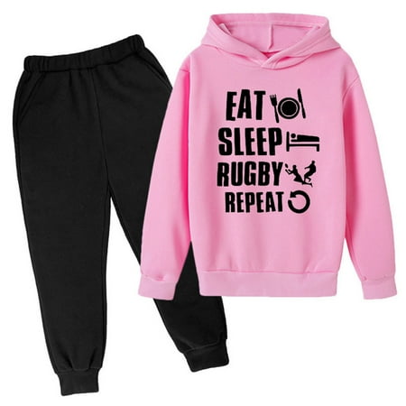 

Toddler Boys Casual Outfit Sets Boys Clothes Sports Sweatshirt Rugby Player Sports Retro Girls Track Rugby Pullover Hoodie Pants Jogging Sweat Soft Kids Clothes Cute Children s Suit Pink 4-5 Years