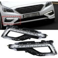 thumbnail image 2 of For 2015 2016 2017 Hyundai Sonata 9th Fog Lights+Cover w/LED DRL Left+Right Side 1 Pair Black and Chrome Housing Clear Lens(Not for Sport & Hyird Model), 2 of 9