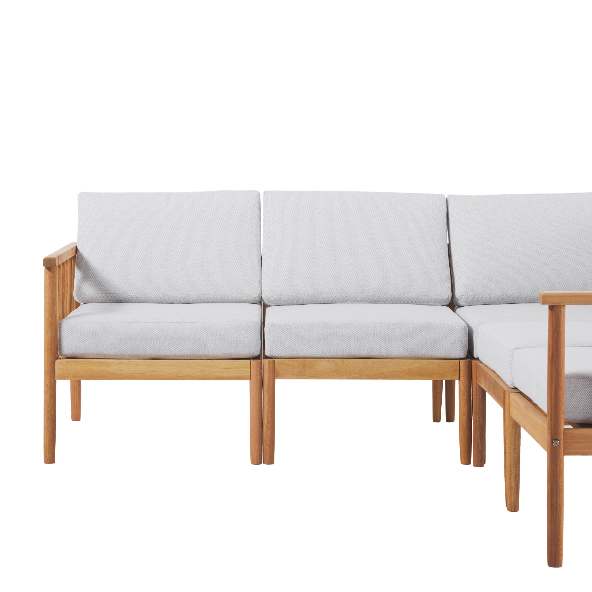 Walker Edison Modern 5-Piece Outdoor Modular Sectional Set, Natural