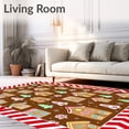thumbnail image 2 of ODIKA 2'x3' Machine Washable Non-Slip Area Rug, Enchanted Gingerbread Village with Cane Borders High Traffic Rug with Pad, Brown, 734743, 2 of 8