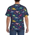 thumbnail image 3 of Vsdgher Dinosaur Flowers Print Men's Dry Fit Mesh Athletic Shirts Moisture Wicking Tennis T-Shirt Tops, 3 of 9