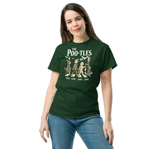 Halloween Poodle T-Shirt, Poo Tles Halloween T-Shirt,Halloween T-Shirt (Forest Green, S)