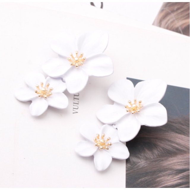 Pendientes Sense Pendientes Estilo Pendientes Distintivos Multicolor Doble Capa Flor Pendientes Sencillos para Mujer