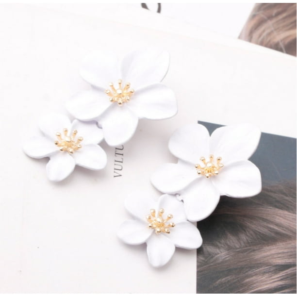 Pendientes Sense Pendientes Estilo Pendientes Distintivos Multicolor Doble Capa Flor Pendientes Sencillos para Mujer