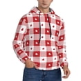 thumbnail image 2 of Kdxio Plaid Heart Print Mens Casual Hooded Collar Drawstring Hoodies Pullover Sweatshirts Casual Long Sleeve Shirts-Large, 2 of 7