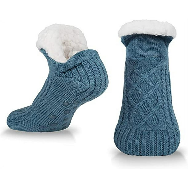 Chaussettes chaussons en grosse laine tricotée - lot de 2 paires
