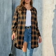 thumbnail image 2 of DDAPJ pyju Lightweight Shacket for Women Mid Long Shirt Jacket Oversized Boyfriend Plaid Shirts Brown XL, 2 of 6