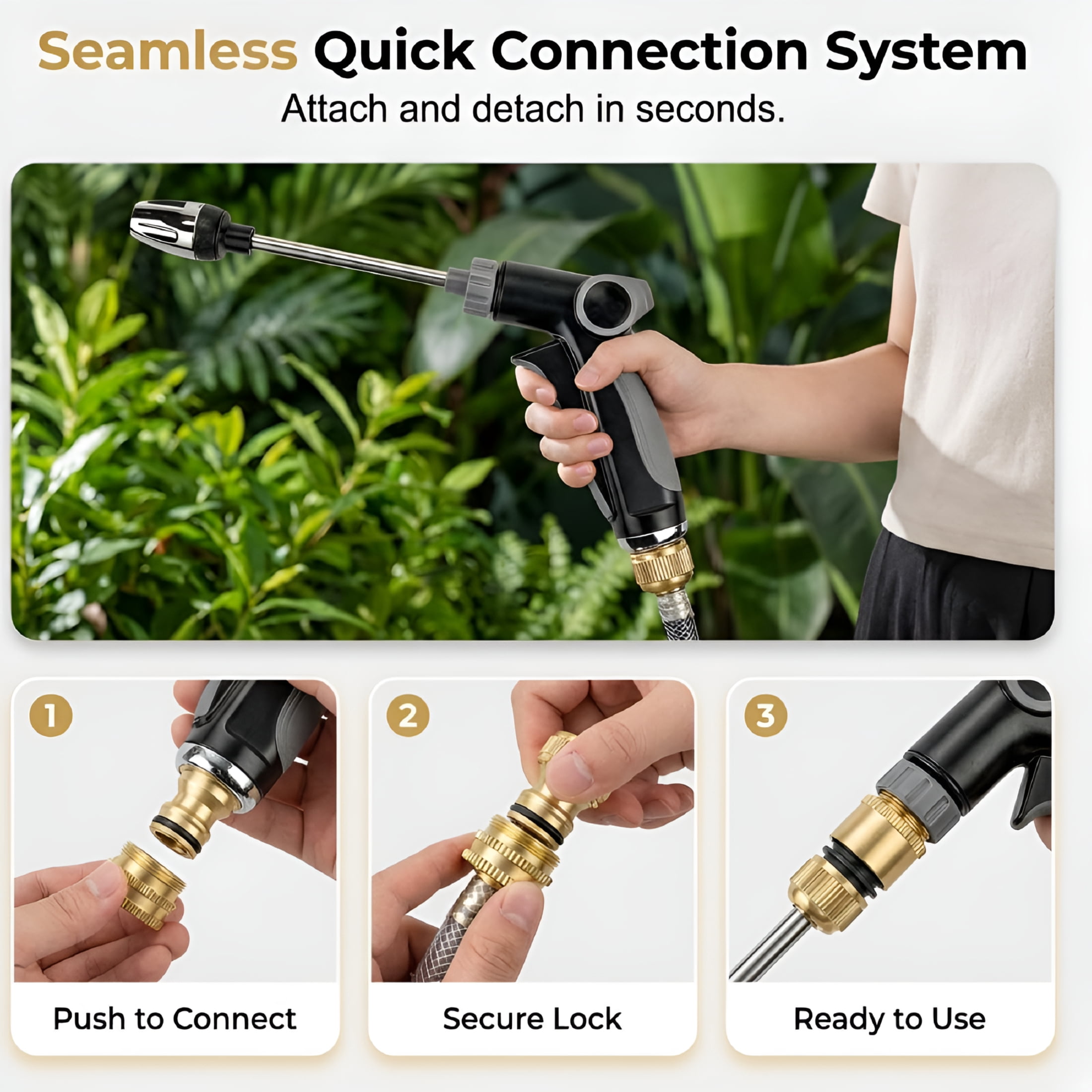 HIBIBUD Jet Nozzle Power Washer for Garden Hose,Turn Any Hose into a High-Pressure Water Jet,Adjustable Hose Nozzle with Three Spray Modes,Multi Function Watering Sprayer for Cleaning Yard Pets Car