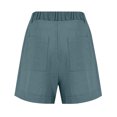 thumbnail image 4 of Linen Shorts for Women Summer Bermuda Shorts with Pockets Dressy Casual Button Down Wide Leg Beach Short Sky Blue 2XL, 4 of 8
