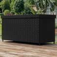 thumbnail image 3 of Dextrus Deck Box- 230 Gallon Wicker Large Outdoor Storage Box, Waterproof Patio Furniture and Storage Deck, Rattan Storage Bin - Black, 3 of 10