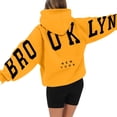 thumbnail image 1 of Women'S Long Sleeved Zipperless New York Printed Hoodie With Back, Yellow S, 1 of 4