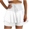 thumbnail image 2 of aidice 2 in 1 Shorts for Women High Waisted Lightweight Drawstring Yoga Shorts Gym Athletic Running Flowy Hem Shorts, 2 of 9
