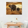 thumbnail image 2 of ARISTURING Elephant Canvas Picture Wall Art: Elephant Family Migrate Painting yellow Autumn Sunset Prints Panoramic Animals Wildlife Decorations For Living Room Bedroom Decor, 2 of 4