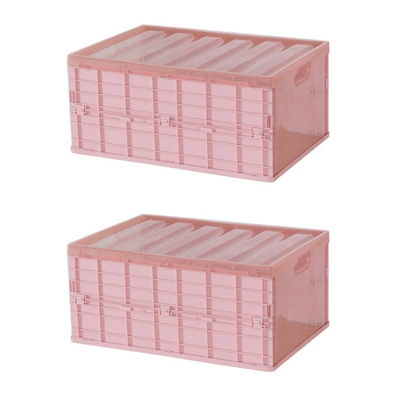 COOPHYA Portable Plastic Storage Box Pink For Home Wardrobe 2Pack 11.8x8.7x5.5in