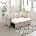 thumbnail image 2 of BISHE L Shaped Sectional Sofa with Pullout Bed, 81 Inch Convertible Sleeper with Reversible Chaise & Storage Seats, 2 in 1 Pull Out Couch with Side Pockets for Living Room, Apartment, Beige, 2 of 7