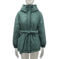 thumbnail image 3 of Chaqueta de algodón con capucha, de longitud media a larga, con estampado de rombos en la cintura, chaqueta de algodón cálida, talla grande, 3 of 5