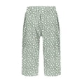 thumbnail image 5 of Bermuda Shorts for Women Knee Length Cotton Linen Wide Leg Summer Shorts High Waisted Loose Fit Casual Trousers Green M, 5 of 5