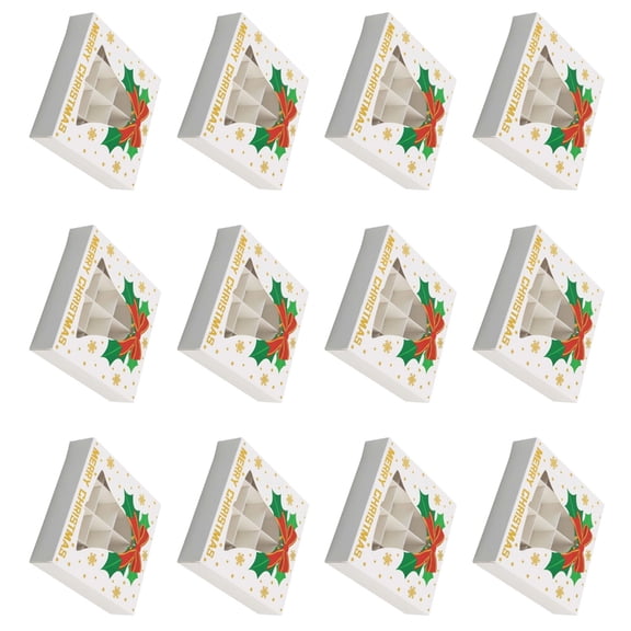 Tizuqe 12Pcs Christmas Chocolate Gift Box 12 Slot Paper Packaging Box Cookie Candy Box