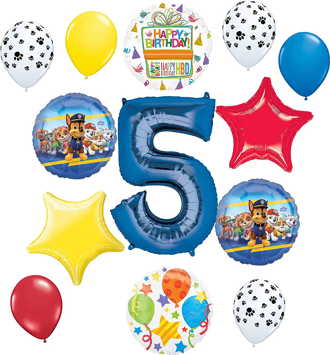 Happy 5th BirthdayBlue & Silver Holographic 18" Party Foil Balloon 1-5pk 