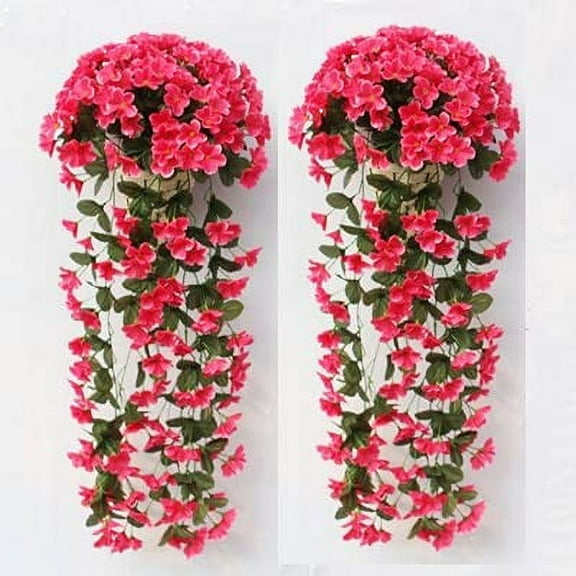 Vivid Artificial Hanging Orchid Bunch, 2 Pack Artificial Long Hanging Bush Flowers Strings, Fake Silk Orchid Bunch for Holiday Wedding Home Party Decor