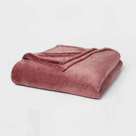 Full/Queen Microplush Bed Blanket Berry - Threshold