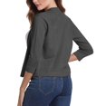 thumbnail image 4 of CIENVNSTG Women's Cardigan Sweater 3/4 Sleeve Open Front Cropped Sweater Lightweight Elegant Shrugs for Dress Dark Gray L, 4 of 5
