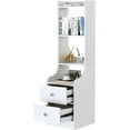 SEJOV Nightstand Tall Bedside Table with 2 Drawers, Bedside Bookshelf