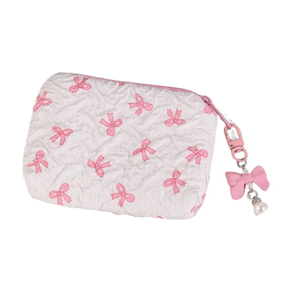 JHyouerji Zipper Cosmetic Makeup Pouch 6x4in Pink Nylon Portable Multifunctional Travel Bag for Small Sundries Storage