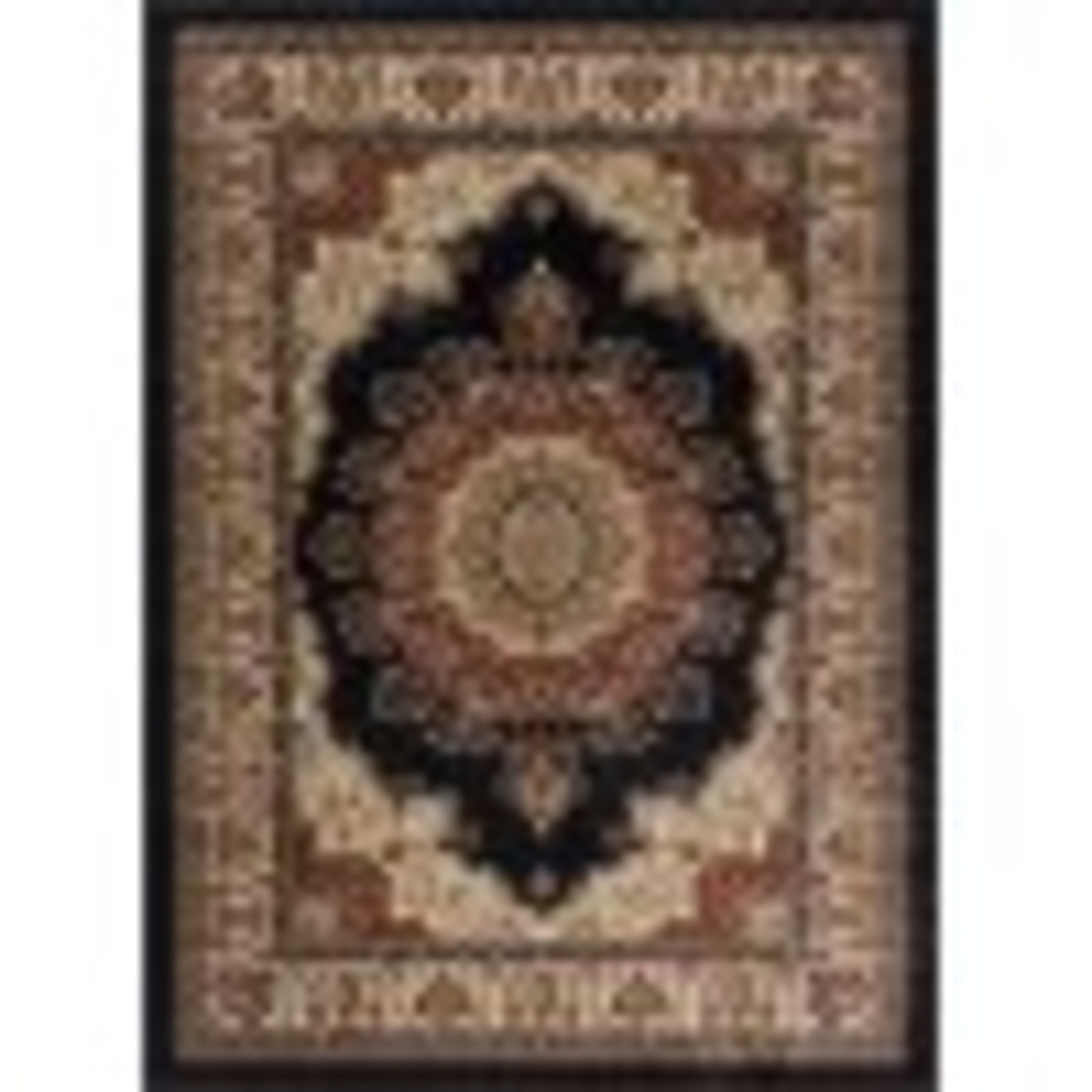 Sensation Transitional 8' x 10' Black and Beige Polypropylene Indoor Area Rug