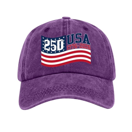 4th of July Patriotic Baseball Cap Independence Day 250 USA 1776-2026 Anniversary Distressed Washed Cotton Hat for Men and Women Vintage Casual Sun Hat 1PC