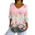 thumbnail image 2 of WCJM Shirts for Women Trendy Women Shirts Women's Breast Cancer Awareness Print Shirt V Neck T Shirt, 2 of 5