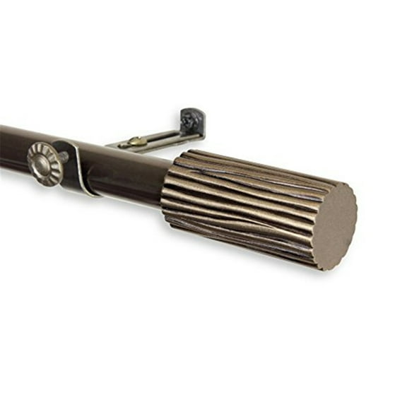 Decorative Window Curtain Rod - Tension Rod, Adjustable, Antique Brass Finish - HomeStock