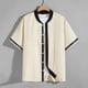 thumbnail image 4 of Camisas De Vestir Para Hombre Azul Nueva camisa suelta con botones y cuello de béisbol para hombre, camisa informal de talla grande a la moda, chaqueta (Khaki, L), 4 of 5