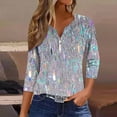 thumbnail image 1 of UPPADA Blouses Grande Taille pour Femmes Manches 3/4 Imprimé Floral Teinture Tee-Shirts Décontractés Tendance Col Rond Confortables Pull-Over Hauts d'Été Mignons Hauts pour Femmes Manches 3/4, 1 of 5