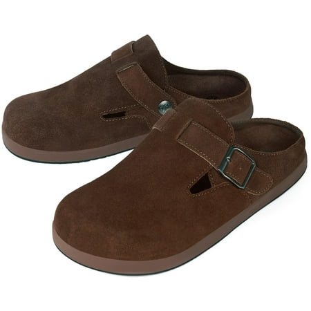 

Women s clogs Cow leather suede soft insole Women s cork clogs Non-slip sole slippers Mule sandals with adjustable buckle