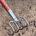 thumbnail image 4 of Alloy Steel Four Tine Garden Rake for Soil Loosening Weeding and Rock Removal – Heavy Duty Metal Hand Rake for Home Garden Yard and Beach Sand, 4 of 6