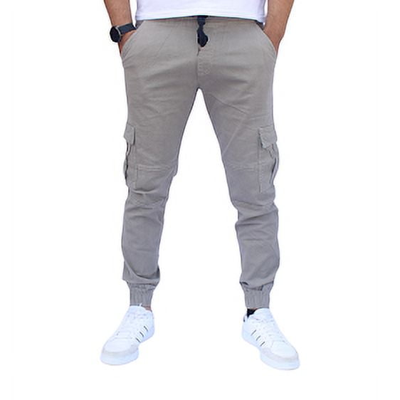 Jogger cargo de gabardina stretch John Silver Corte skinny color gris claro