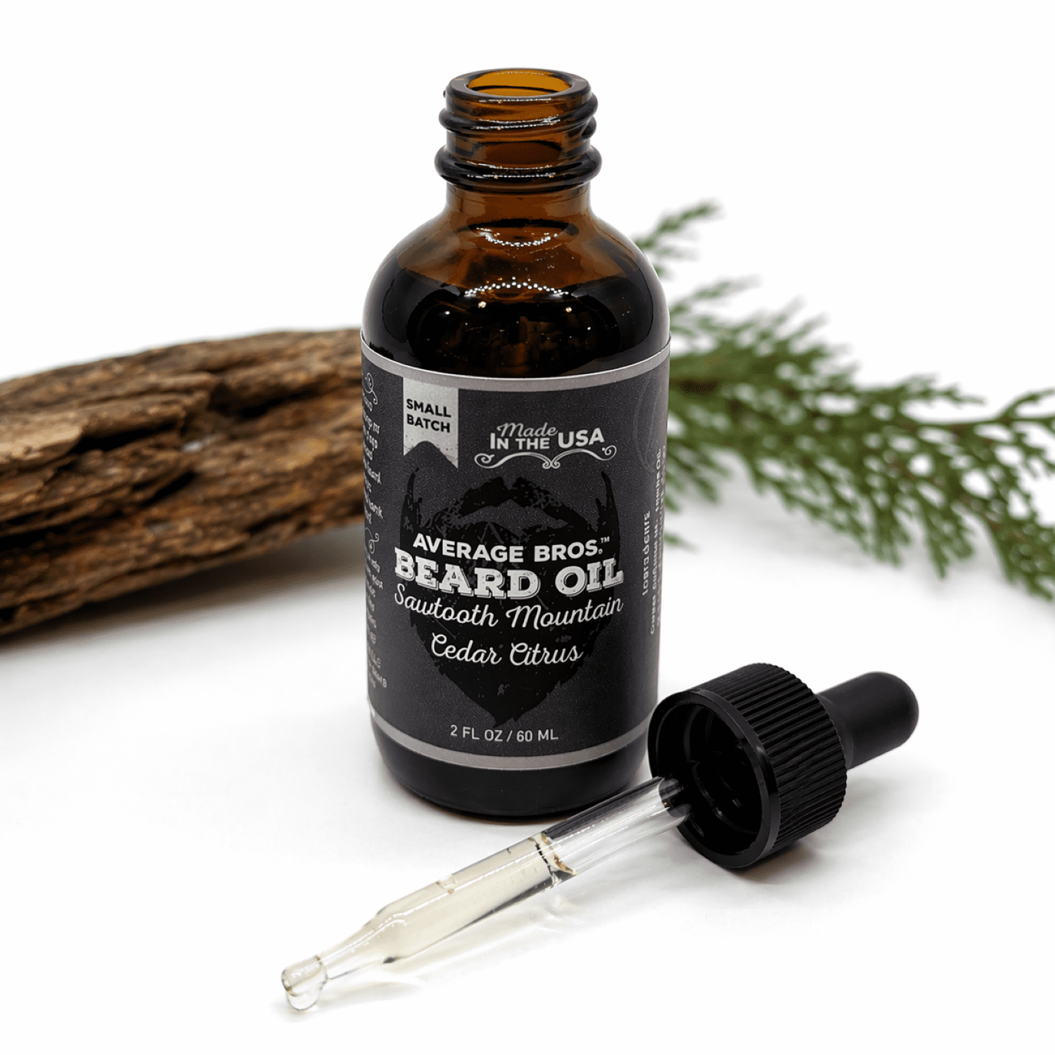 Average Bros Beard Oil, Sawtooth Mountain Cedar Citrus, Hydrating Formula, 2 fl oz.
