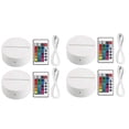 thumbnail image 1 of Paquete de 4 Bases de Lámpara de Luz LED de Noche 3D + Control Remoto + Cable USB, Soporte de Exhibición de Luz de 16 Colores para Acrílico Color Blanco, 1 of 9