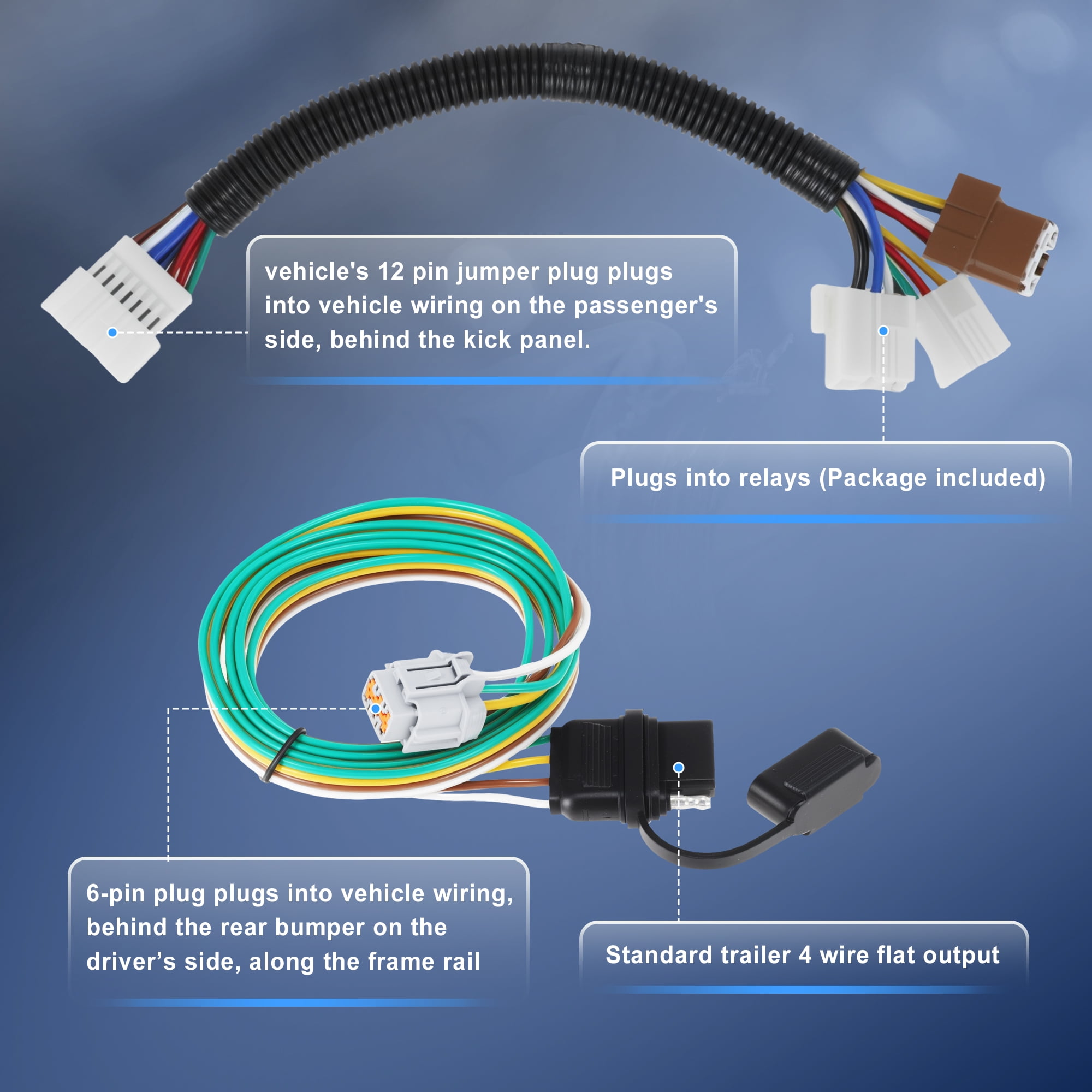 Unique Bargains 4 Pin Trailer Wiring Harness Towing Hitch Kit for Nissan Frontier