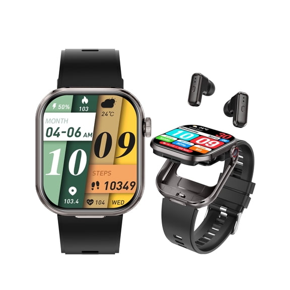 Smartwatch with Earbuds, 2.02" HD Screen Fitness Watch, Take/Dial Calls, 2-in-1 Smartwatch with TWS Headset, Waterproof Sports Fitness Tracker, Long Standby Time